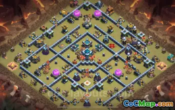Top Anti 2 Stars TH13 War Base with Link - Clash of Clans #21082