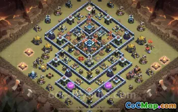 Top Anti 2 Stars TH13 War Base with Link - Clash of Clans #25758