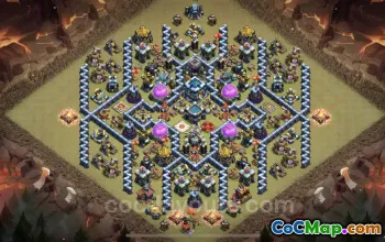 Top Anti 2 Stars TH13 War Base with Link - Clash of Clans #25848