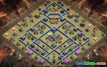Top Anti 2 Stars TH13 War Base with Link - Clash of Clans #25853