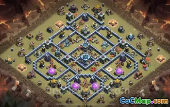 Top Anti 2 Stars TH13 War Base with Link - Clash of Clans #25934