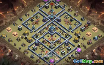 Top Anti 2 Stars TH13 War Base with Link - CoC Defense #21339