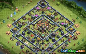Top Anti 2 Stars TH14 Hybrid Base Copy & Link - COC #26114