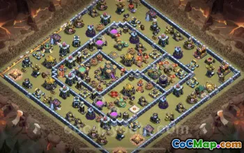 Top Anti 2 Stars TH14 War Base for Legend League - COC #26039