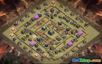 Top Anti 2 Stars TH14 War Base - Hybrid Design & Link #26101