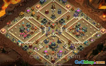 Top Anti 2 Stars TH17 War Base with Link - COC 2025 #22526