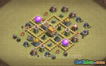 Top Anti 2 Stars TH5 War Base Link - Clash of Clans #23512