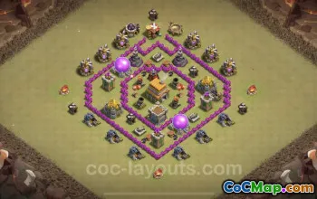 Top Anti 2 Stars TH6 War Base with Link - Clash of Clans #23712