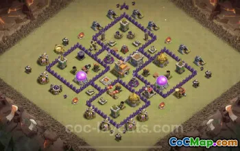 Top Anti 2 Stars TH7 War Base with Link - Clash of Clans #23969