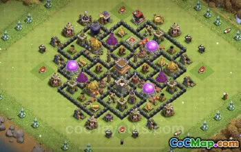 Top Anti 2 Stars TH8 Base - Best Defense for COC #24565