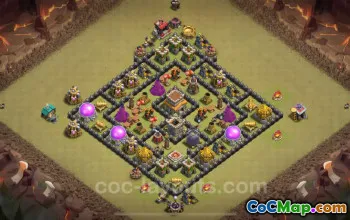 Top Anti 2 Stars TH8 War Base with Link - Clash of Clans #24424