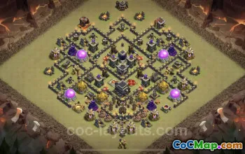 Top Anti 2 Stars TH9 War Base Link - Hybrid Defense COC #24696
