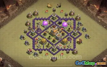 Pangkalan Perang Anti 2 Bintang Teratas TH7 dengan Tautan - Clash of Clans #18637