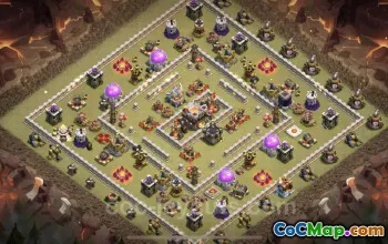 Top Anti 3 Star TH11 War Base - Hybrid Base Link for COC #20229