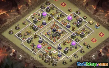 Top Anti 3 Star TH11 War Base with Link - Clash of Clans #25417