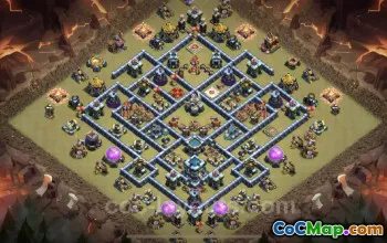 Top Anti 3 Star TH13 War Base with Link - Clash of Clans #21267