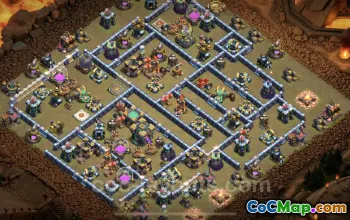 Top Anti 3-Star TH14 War Base with Link - Clash of Clans #26057