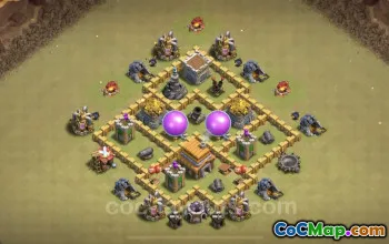 Top Anti 3-Star TH5 War Base with Link - Hybrid Design #18248