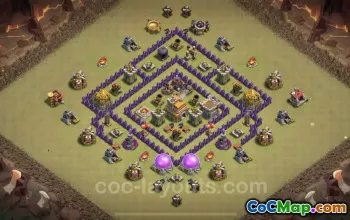 Pangkalan Perang TH7 Anti Bintang 3 Terbaik untuk Clash of Clans #18706