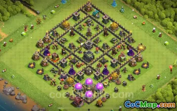 Top Anti 3 Star TH9 Base 2024 - Best Defense Link #19373