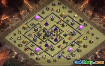 Top Anti 3 Star TH9 War Base with Link - Clash of Clans #24700
