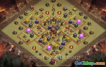 Top Anti 3 Stars TH10 War Base 2025 - Hybrid Defense Link #26817