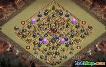 Top Anti 3 Stars TH10 War Base - Hybrid Layout & Link #25144