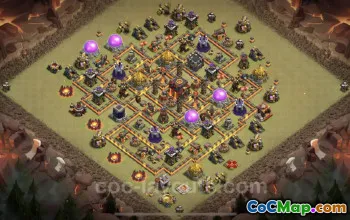 Top Anti 3 Stars TH10 War Base with Link - Clash of Clans #25151