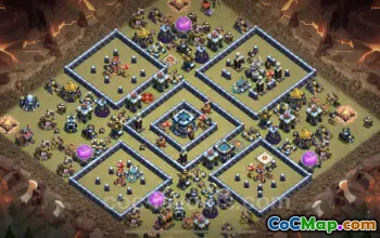 Top Anti 3 Stars TH13 War Base with Link - Clash of Clans #21297