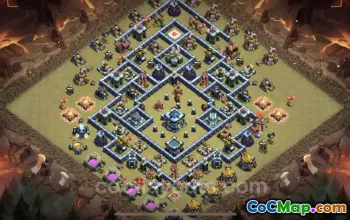 Top Anti 3 Stars TH13 War Base with Link - Clash of Clans #21359