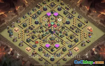 Top Anti 3 Stars TH14 War Base with Link - Clash of Clans #21818