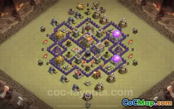 Top Anti 3 Stars TH7 War Base | Hybrid Base with Link #24095