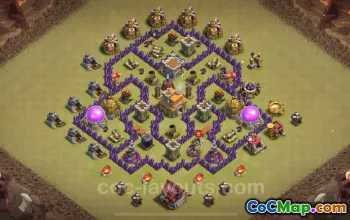 Top Anti 3 Stars TH7 War Base with Link - Clash of Clans 2025 #26641