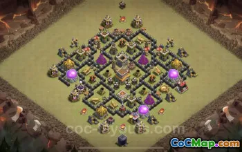 Top Anti 3 Stars TH8 War Base with Link - Clash of Clans #19164