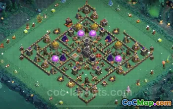 Top Anti 3 Stars TH9 Base - Hybrid Designs with Links #24787