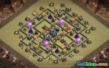 Top Anti 3 Stars TH9 War Base - Hybrid with Link for COC #24722
