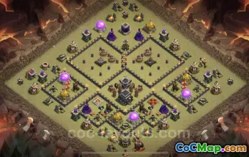 Top Anti 3 Stars TH9 War Base with Link - Clash of Clans #24661
