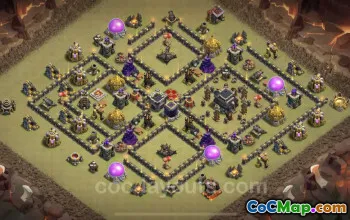 Top Anti 3 Stars TH9 War Base with Link - Clash of Clans #24699