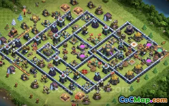 Top Anti-Dragon TH14 Base - Hybrid Defense Layout & Link #21656