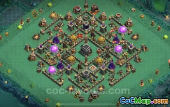 Top Anti Dragon TH9 Base Copy - Hybrid Defense for COC #24785