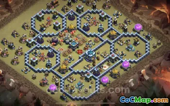 Top Anti-Everything TH13 War Base with Copy Link - COC #21234