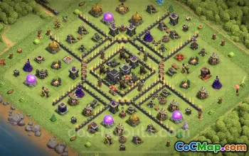 Top Anti-Everything TH9 Base - Clash of Clans Defense #24726