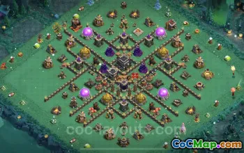Top Anti-Everything TH9 Base with Link - Clash of Clans #19630