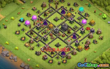 Top Asymmetric Trophy Base for Town Hall 9 in Clash of Clans #21320