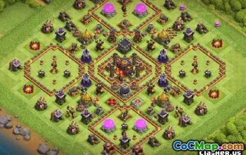 კლანების ზედა შეტაკება Town Hall 10 ბაზის განლაგება და რჩევები #13890