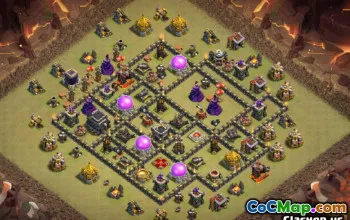 კლანების ზედა შეტაკება Town Hall 9 ბაზის განლაგება და რუქები #10704