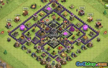 კლანების ზედა შეტაკება Town Hall 9 ბაზის განლაგება და რუქები #11204