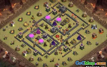 კლანების ზედა შეტაკება Town Hall 9 ბაზის განლაგება და რუქები #12412