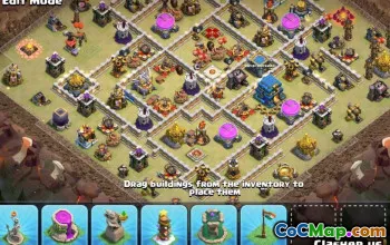 市政厅12的顶级COC基础布局12：战争与奖杯地图＃10033