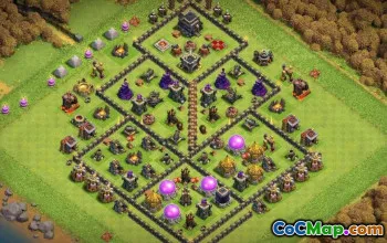 顶级COC基础布局：TH9农业和奖杯链接＃14724